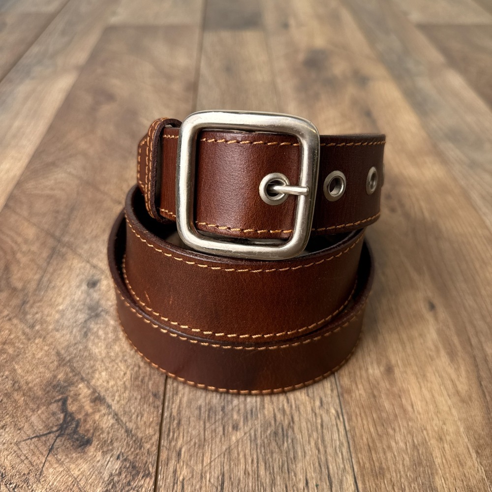 Ac-Cents Dress Leather Belt Mens‎ Size 44 Brown Silver Buckle Made in India